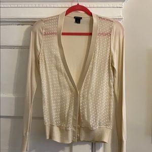 Club Monaco Cream Cardigan with Sheer Panels